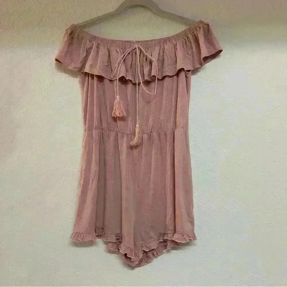 Bear Dance Pink Off The Shoulder Romper Size Large